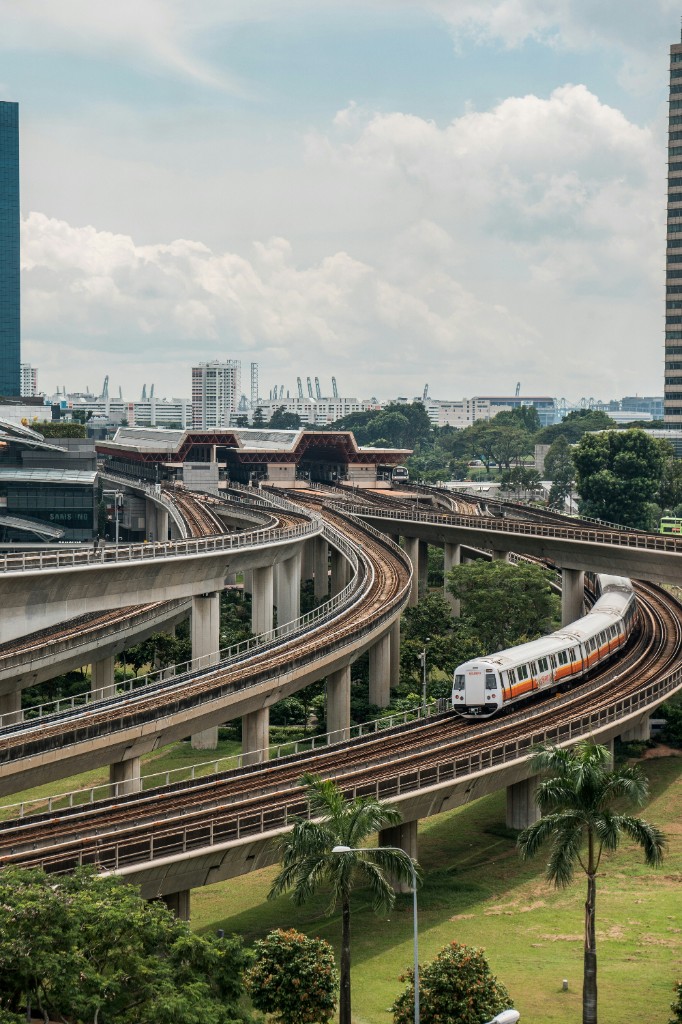 Singapore MRT train arriving at station